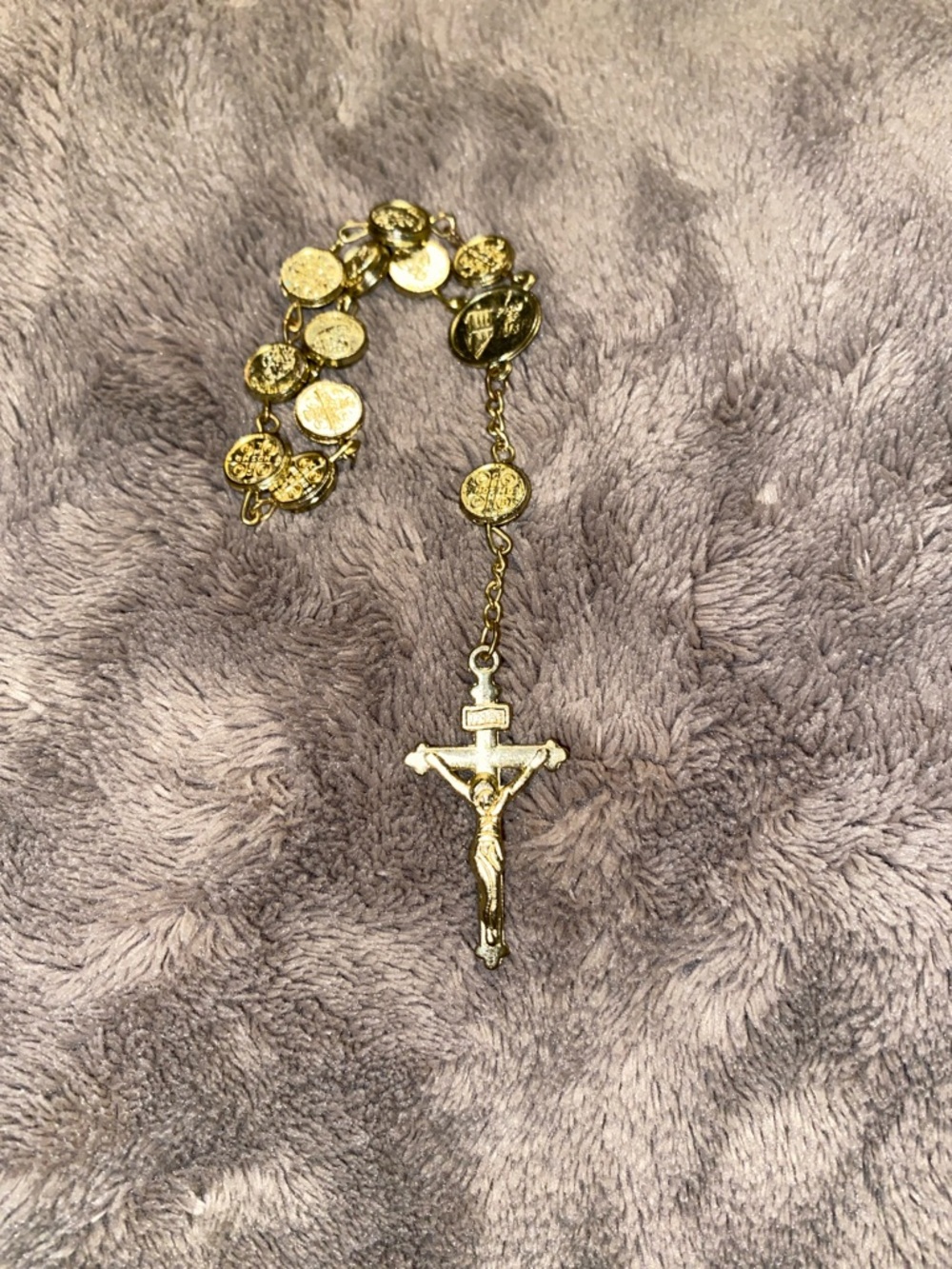 Gold Tone Crucifix  Hand Rosary